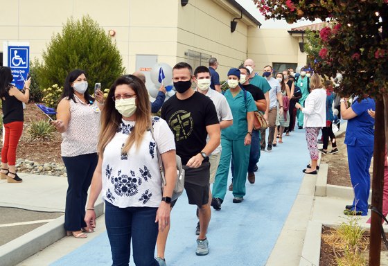 A United States Air Force medical team from Travis Air Force Base says goodbye to Hanford and Adventist Health as they march to a sentimental sendoff Friday morning.